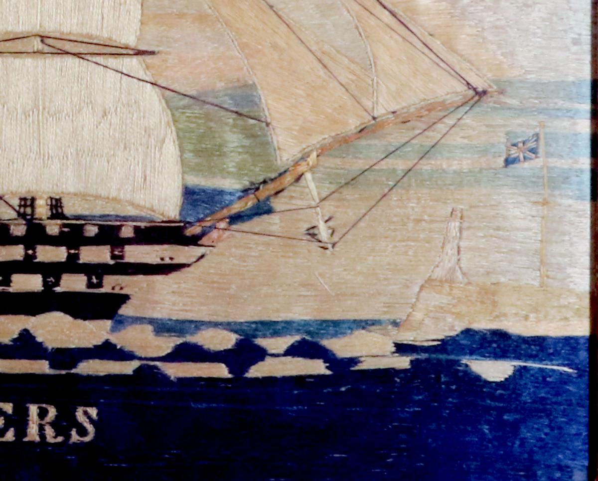 Sailor's Silkwork of HMS Algiers, Circa 1865