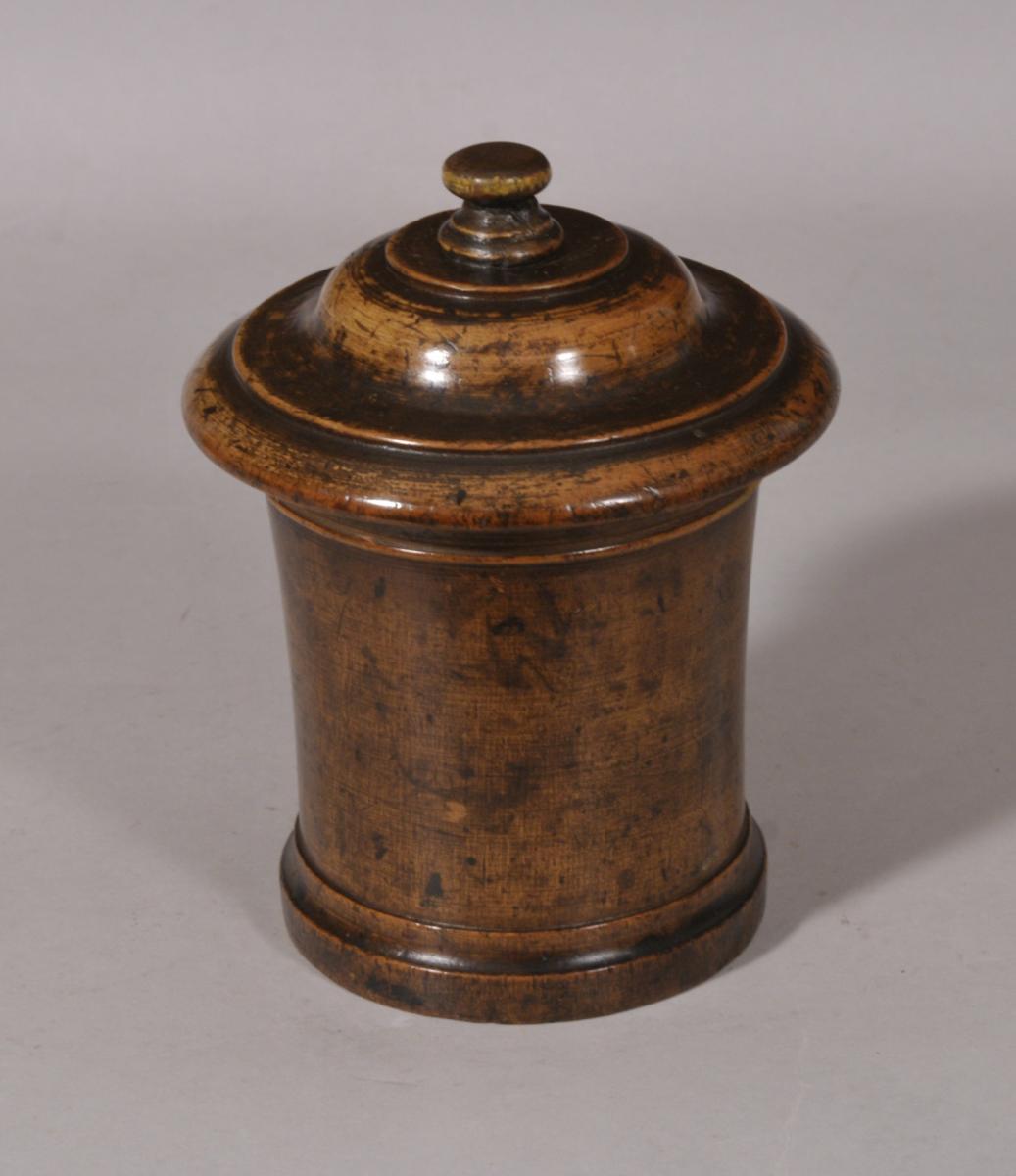 S/5779 Antique Treen 19th Century Sycamore Lidded Tobacco Jar