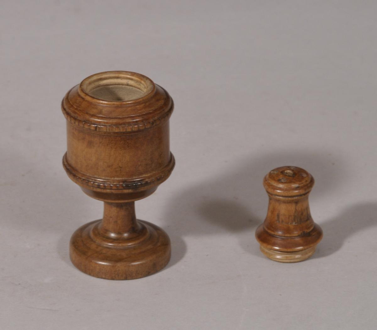 S/5782 Antique Treen 19th Century Sycamore Pepperette or Spice Shaker