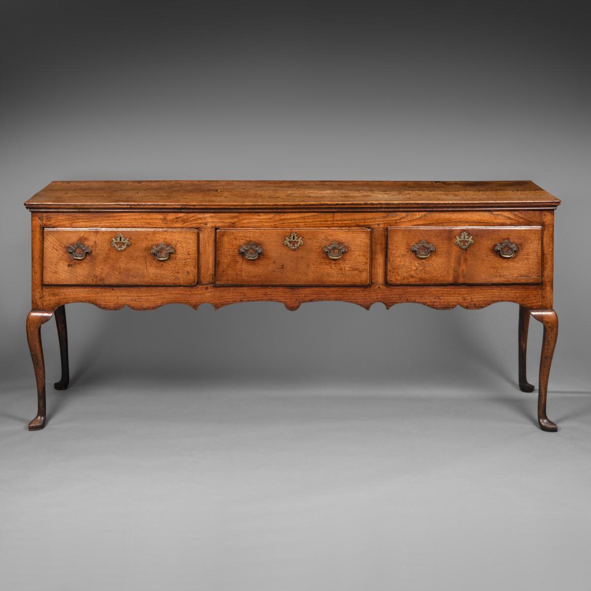 George II cabriole leg oak dresser base