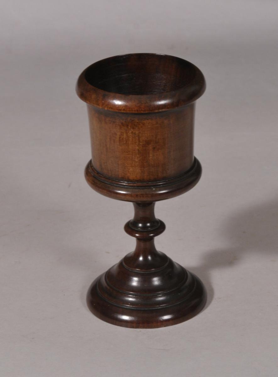 S/5777 Antique Treen 19th Century Cherry Wood Goblet