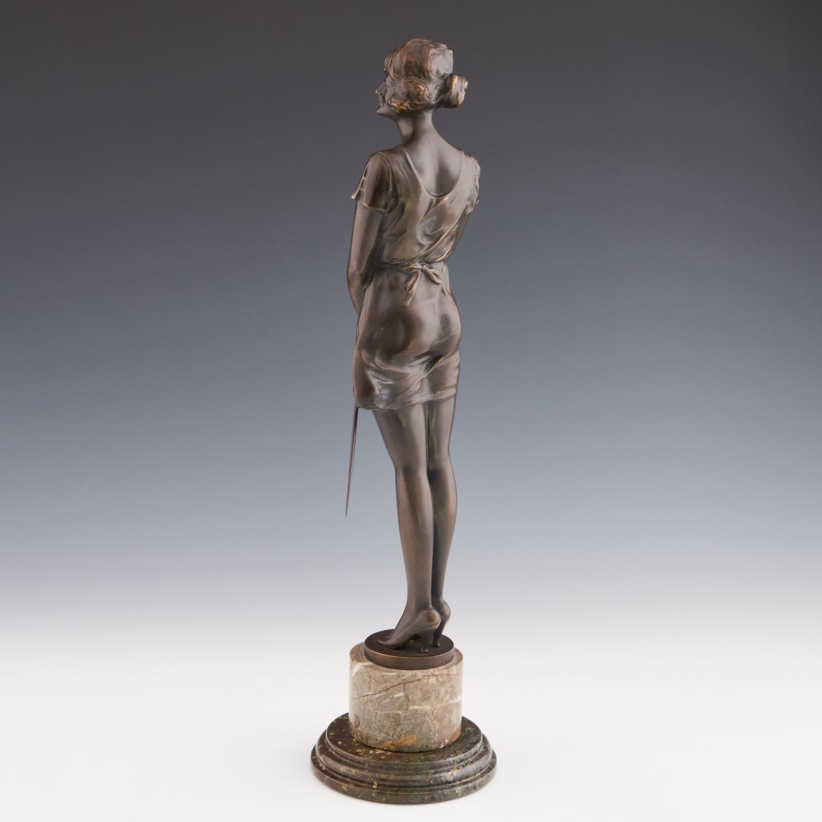 Erotic Art Deco Bronze Study Entitled 'Whip Girl' by Bruno Zach