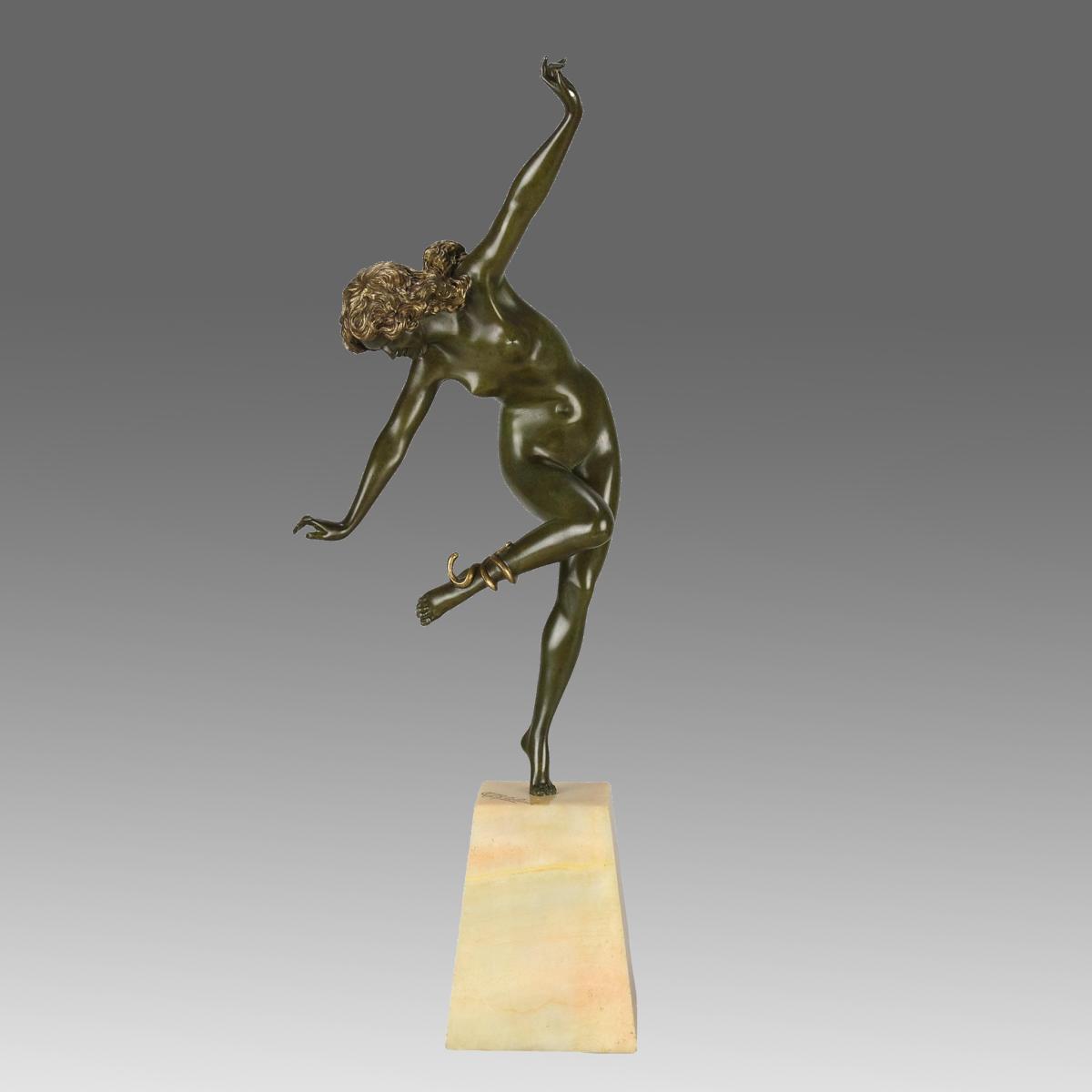 Early 20th Century French Bronze "Danseuse au Serpent" by Claire Colinet