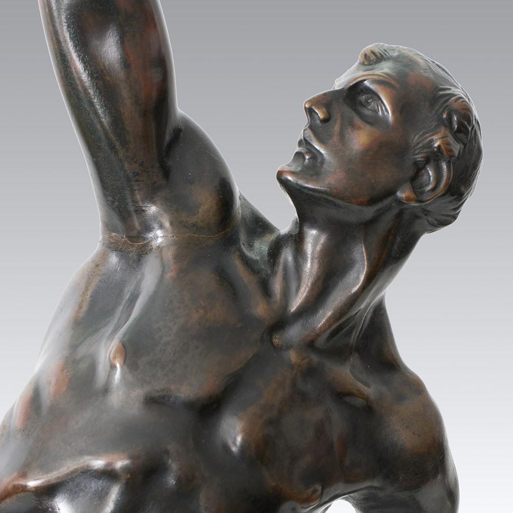 Art Deco Male Patinated Bronze Study Entitled 'Power Lifter' by Bruno Zach 