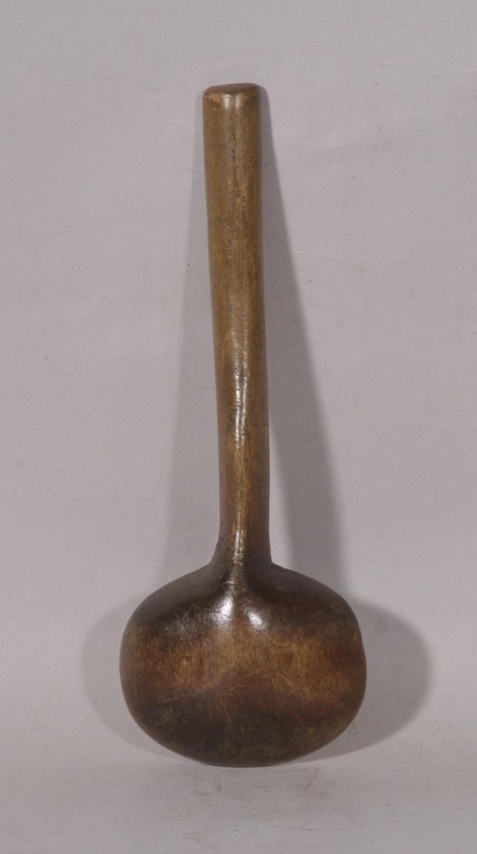 S/5725 Antique Treen 19th Century Welsh Sycamore Cawl Spoon