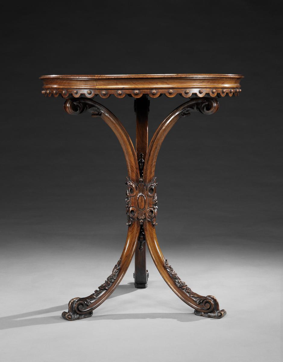 Padouk wood tripod table with marble top, Irish, early 19th century