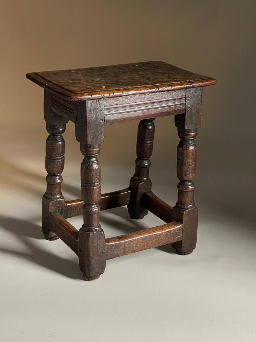 17th century oak joined stool good condition and colour