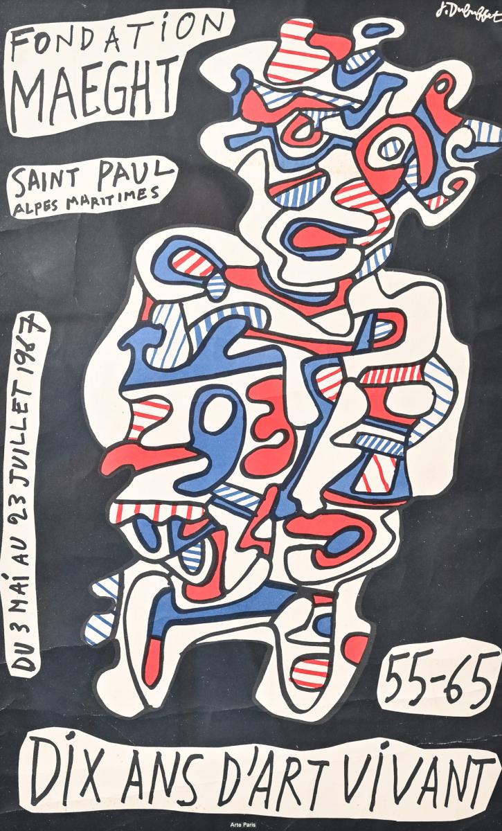 Jean Dubuffet vintage poster “10 ans d’art vivant 55 – 65”