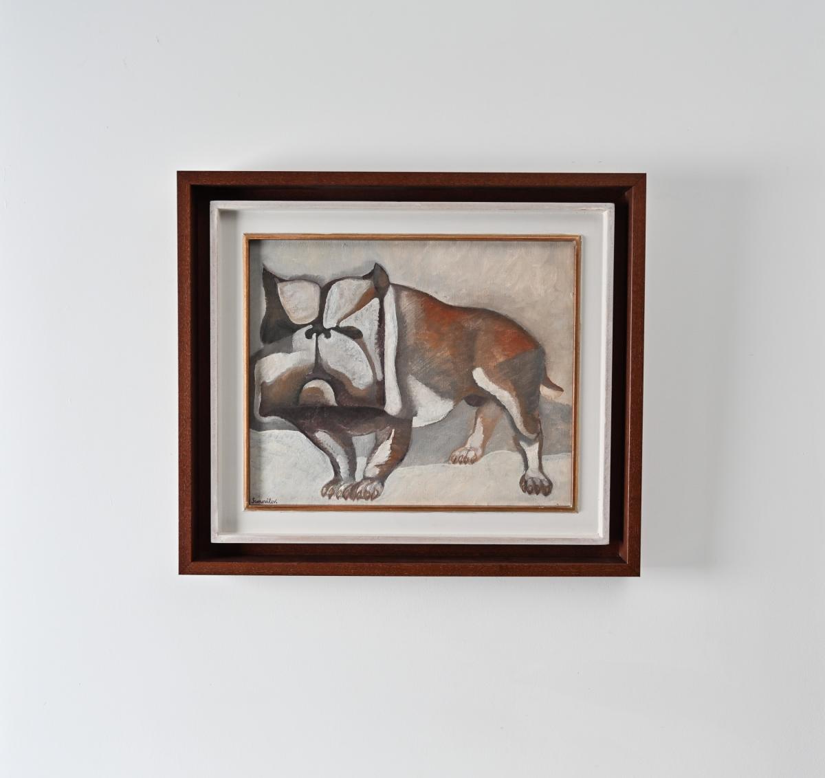 Oil on canvas of a bulldog by Henri Samouilov