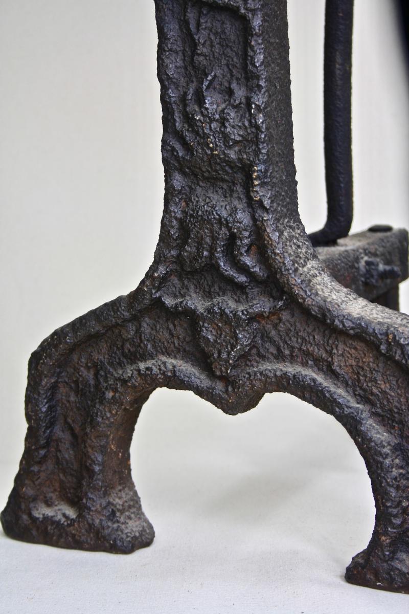 Rare 17th century English Cast Iron Pot Hook Fire Dog
