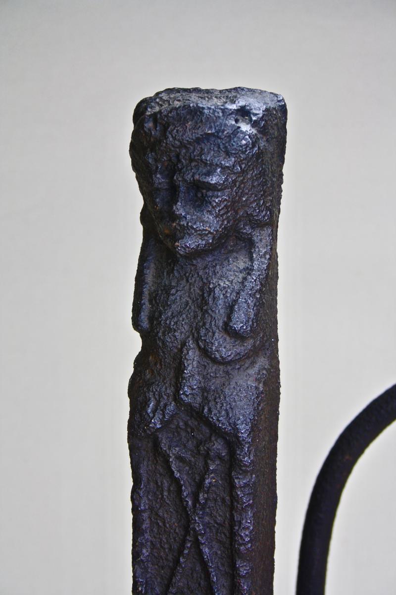 Rare 17th century English Cast Iron Pot Hook Fire Dog