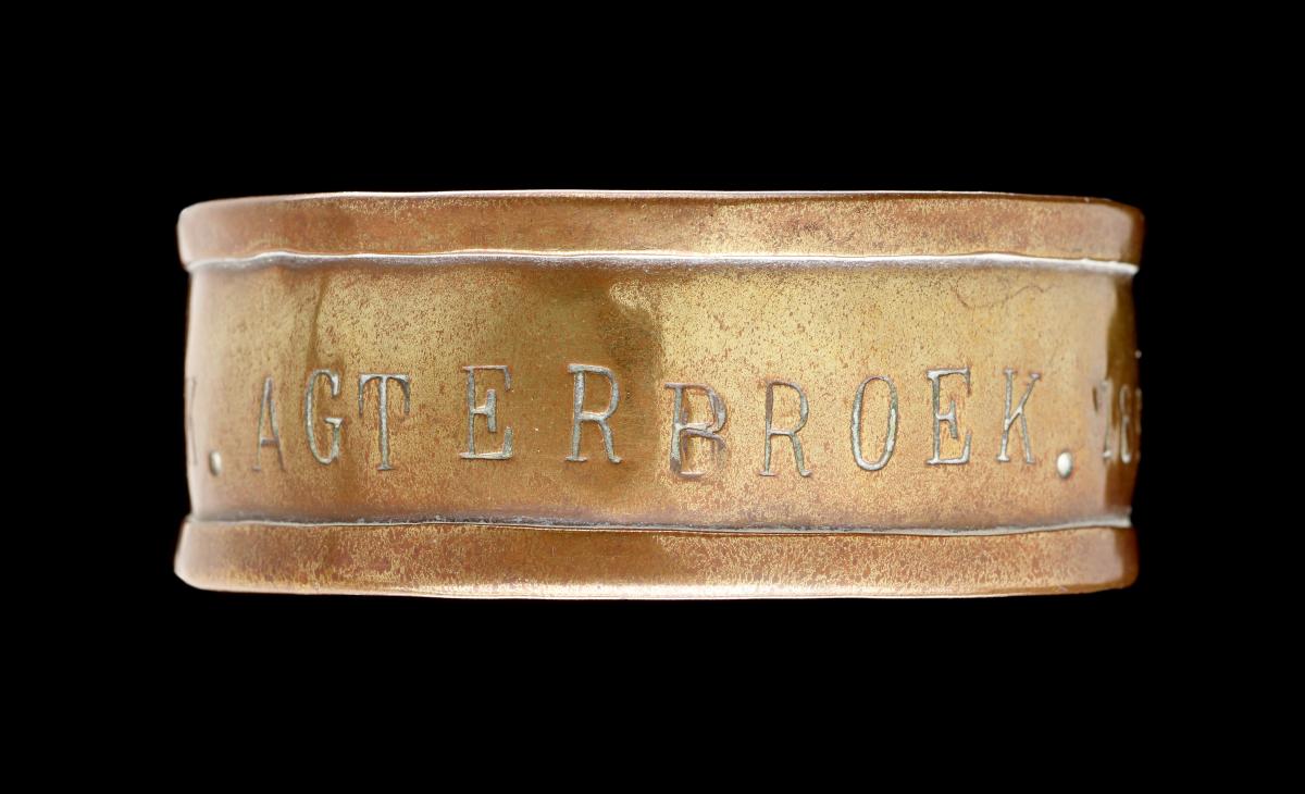 Brass Swan Collar Etched with ‘M. BAK. AGTERBROEK.’ and Dated ‘1891’
