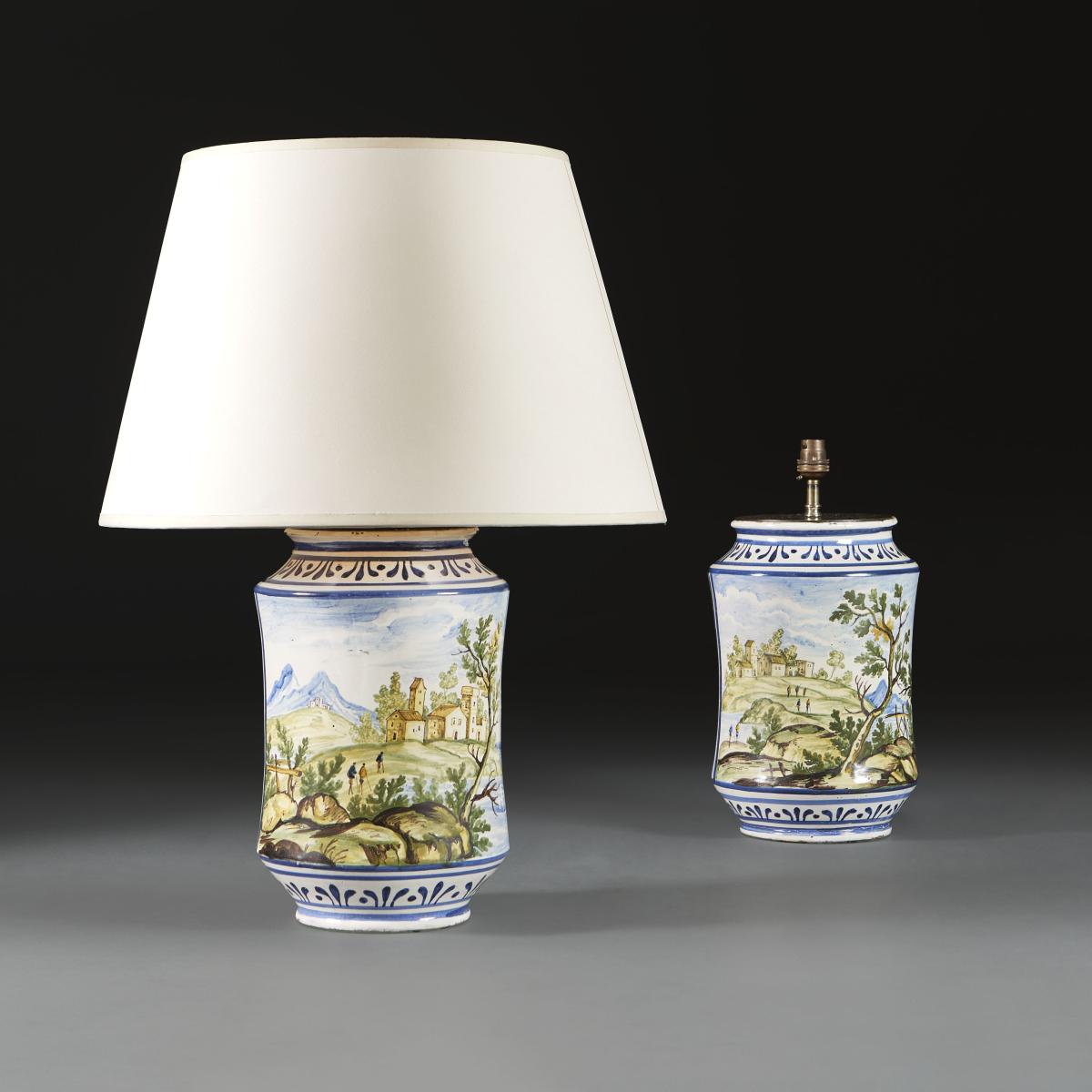 A Fine Pair of 19th Century Italian Albarello Vases