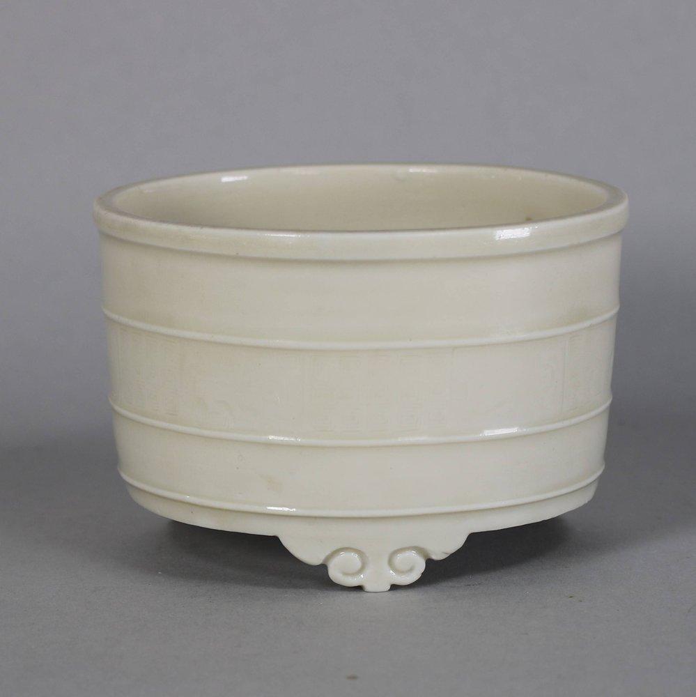 side of Chinese blanc de chine censer