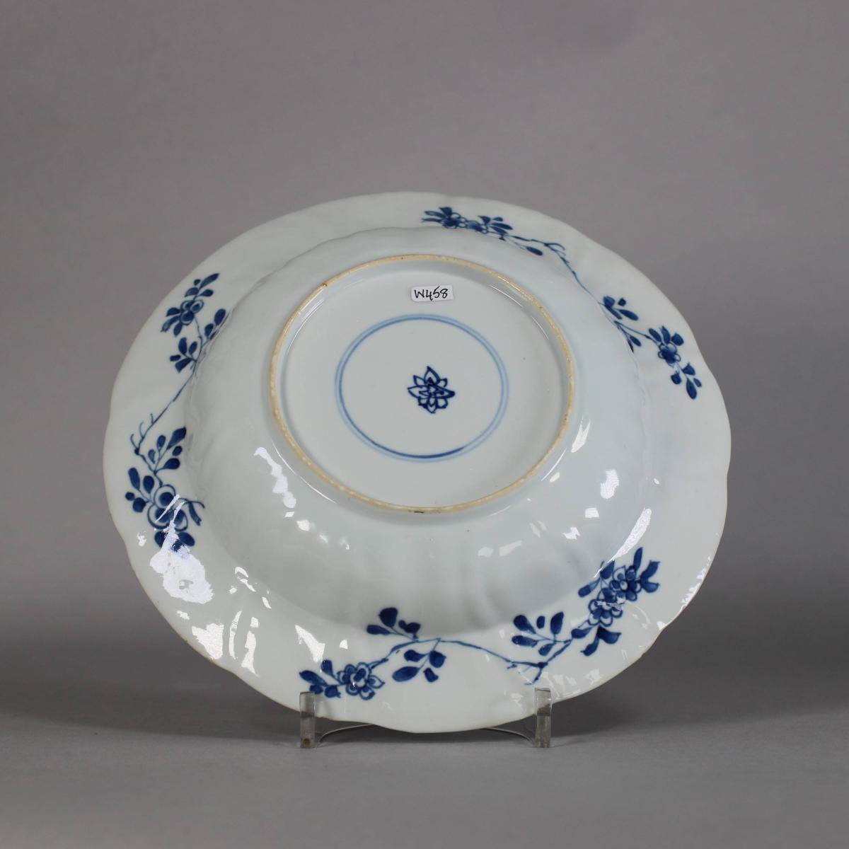 Reverse of Kangxi blue and white moulded plate