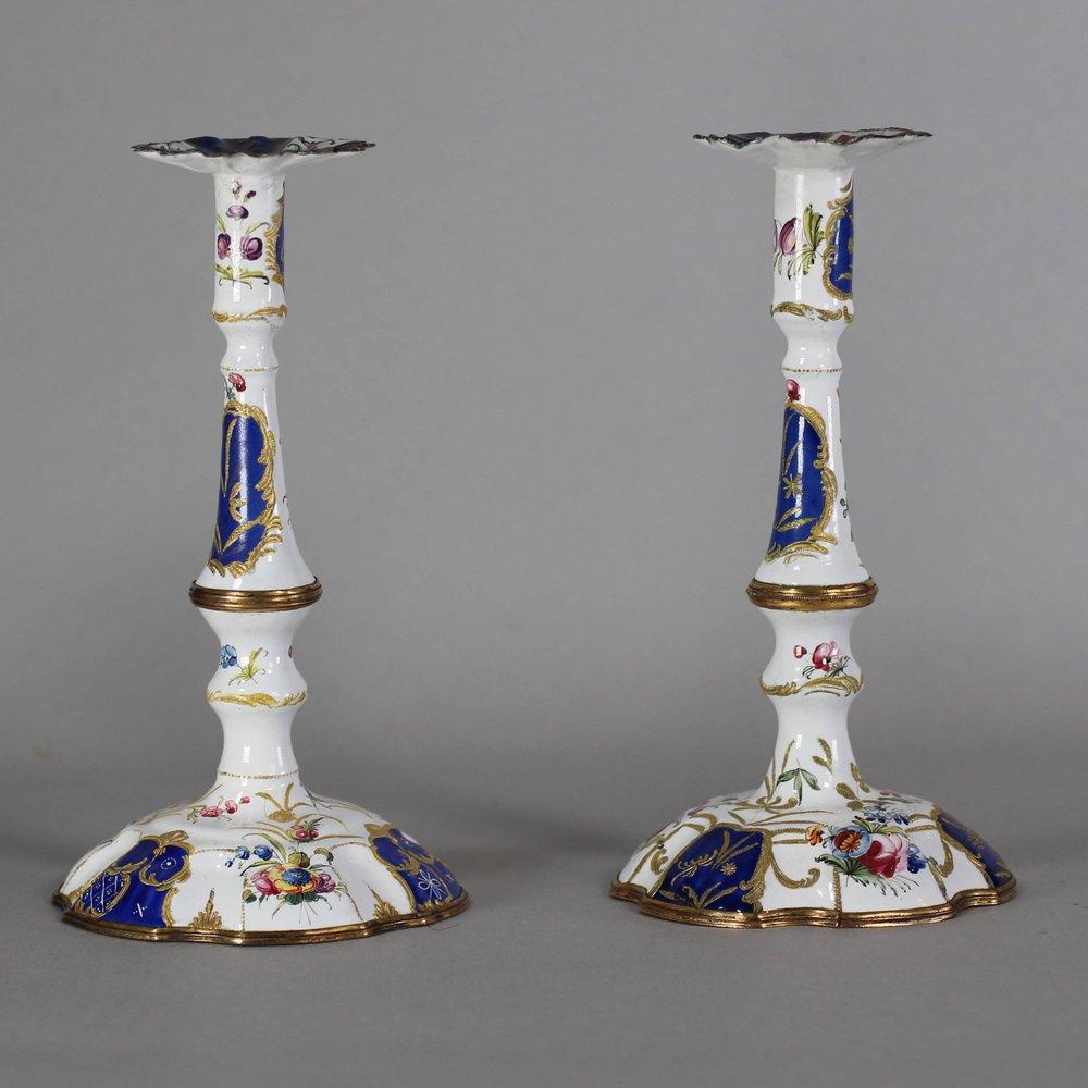 Pair of 18th century south Staffordshire candlesticks