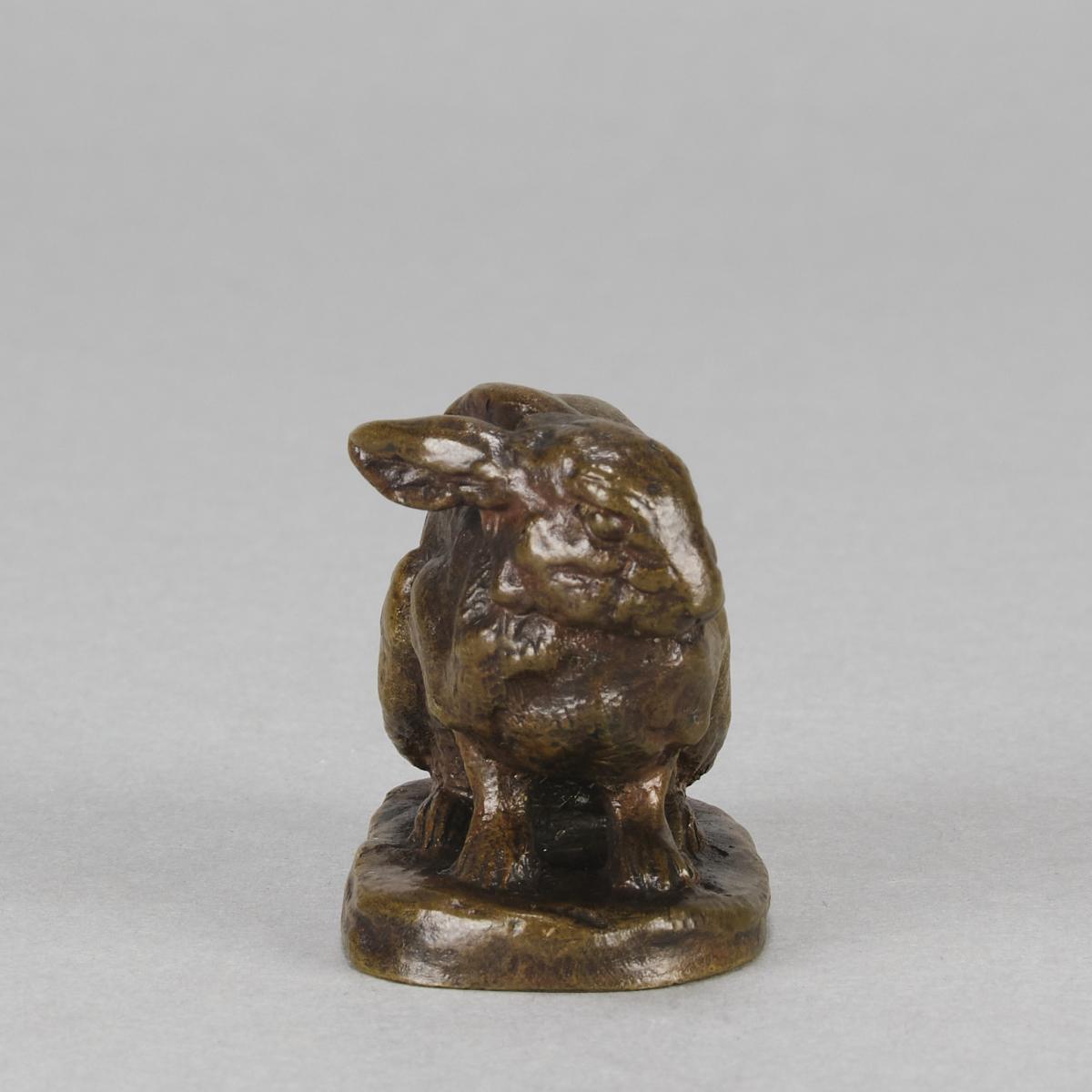 Mid 19th Century French Animalier Bronze Study Entitled "Lapin Assis" By Antoine L Barye