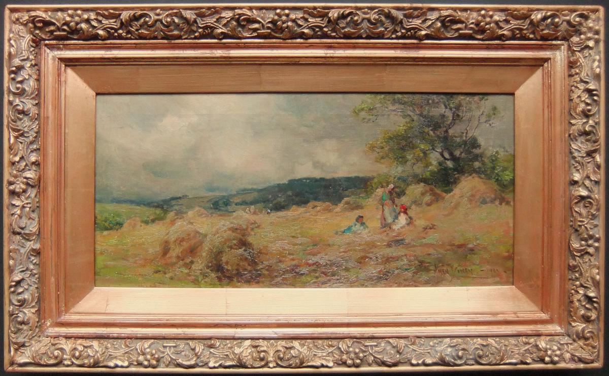 Owen Bowen "The Hay-Field, Robin Hood's Bay" Yorkshire, oil painting