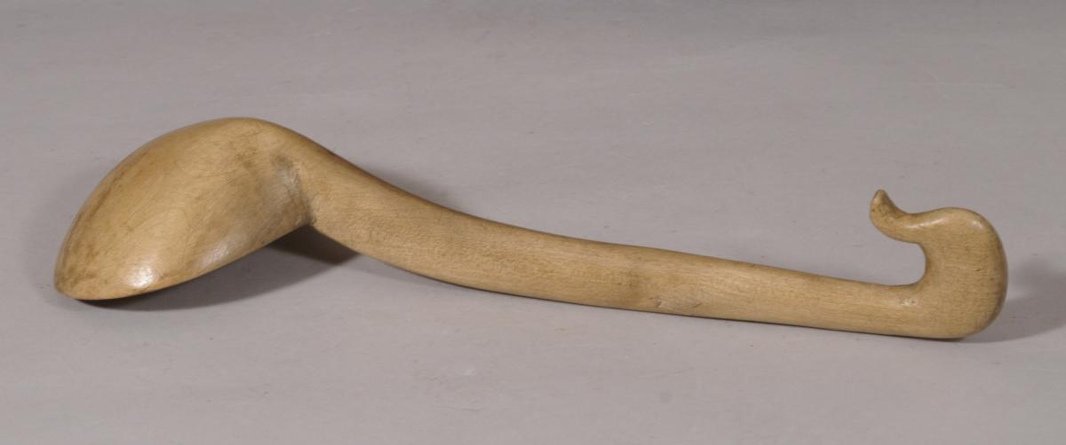 S/5770 Antique Treen 19th Century Welsh Sycamore Cawl Ladle