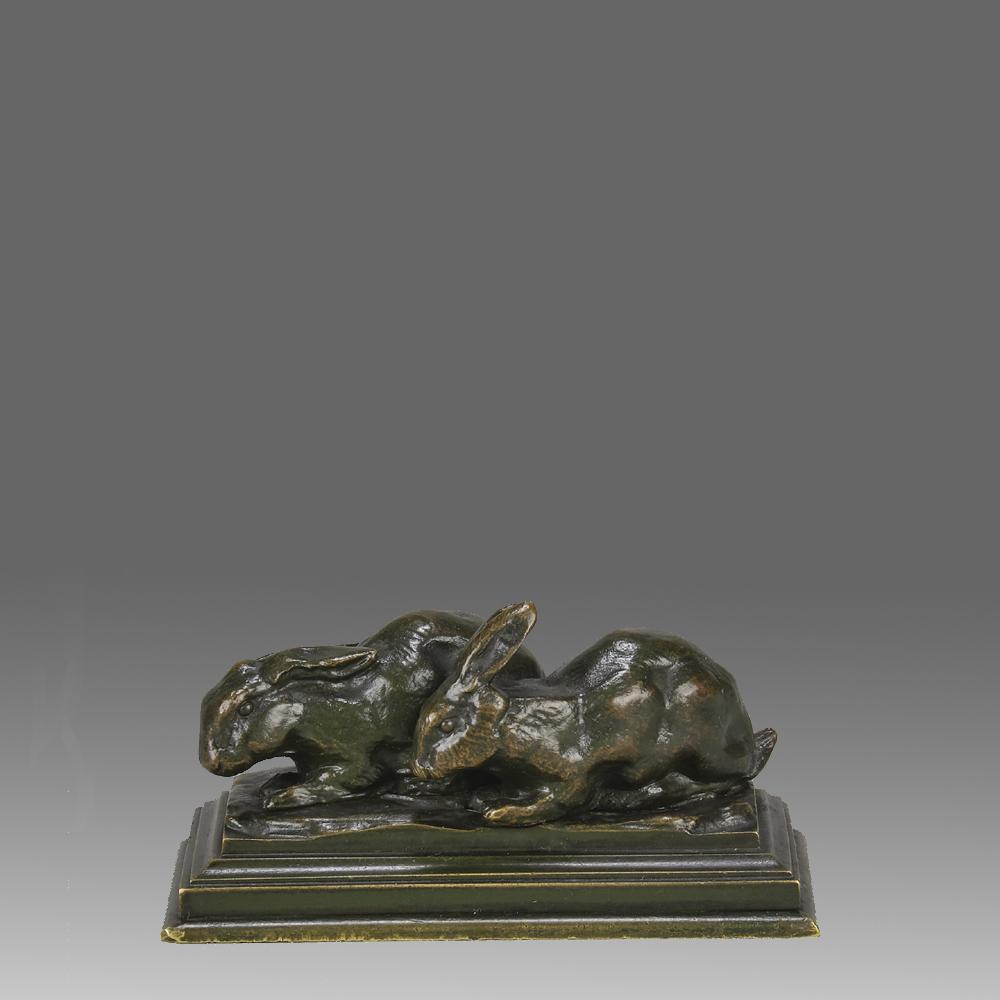 19th Century Animalier Bronze Sculpture "Group de Lapins" by Antoine L Barye