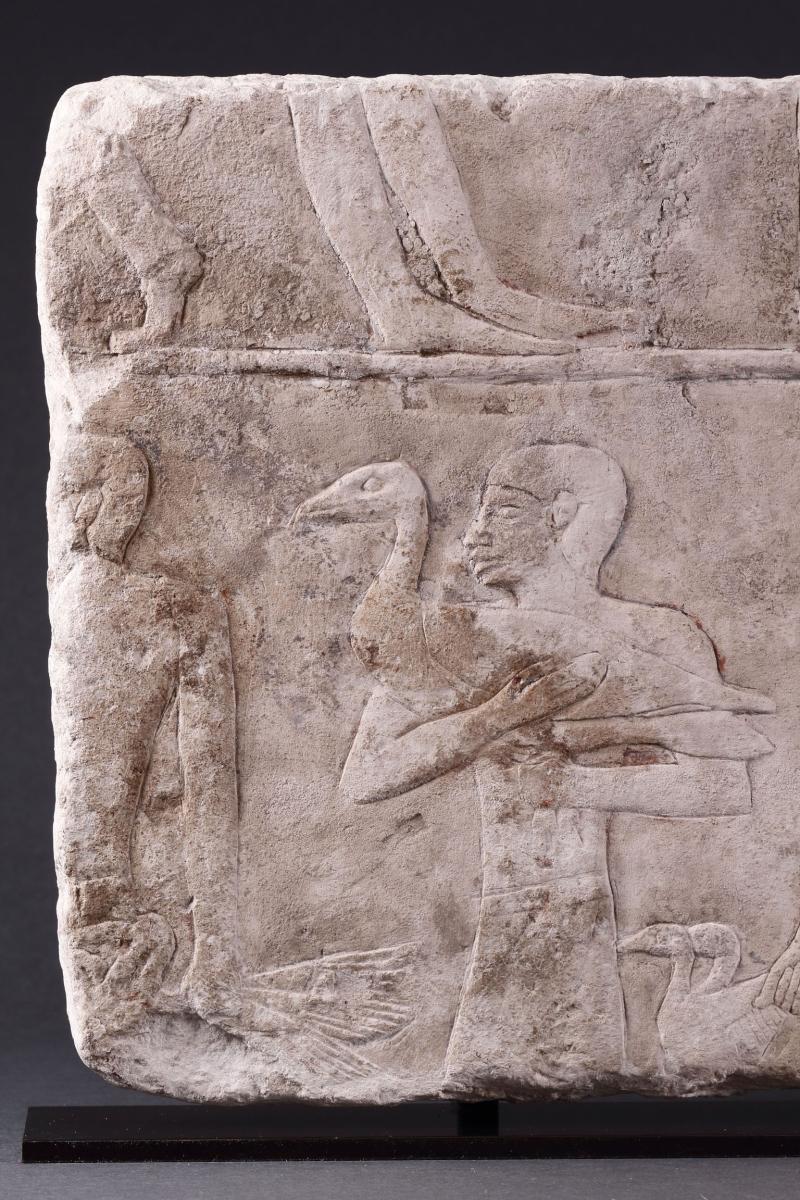 Egyptian Limestone Relief Carved in Shallow Relief