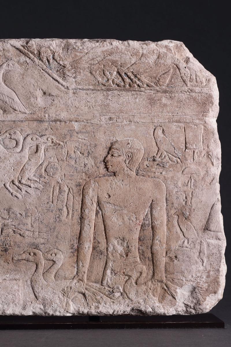 Egyptian Limestone Relief Carved in Shallow Relief