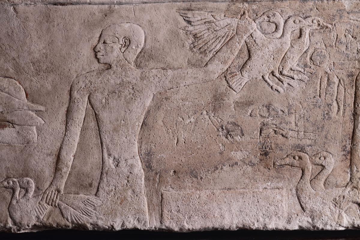 Egyptian Limestone Relief Carved in Shallow Relief