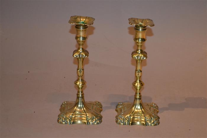 Pair of George II Brass Candlesticks