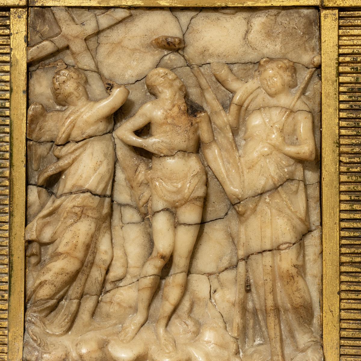 A 16th century alabaster relief-carved panel, Malines (Mechelen), circa 1575