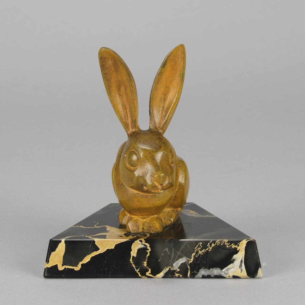 Early 20th Century Bronze Sculpture entitled "Art Deco Bunny" by Alfred Jorel