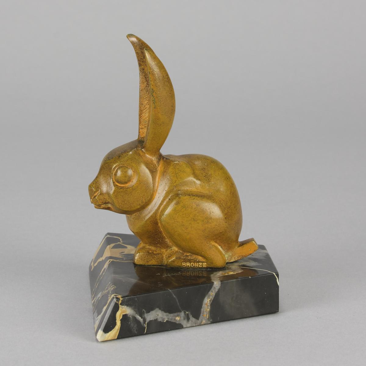 Early 20th Century Bronze Sculpture entitled "Art Deco Bunny" by Alfred Jorel