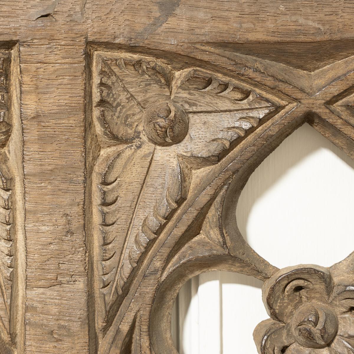 A 15th century oak tracery head, West Country, possibly Somerset, circa 1480