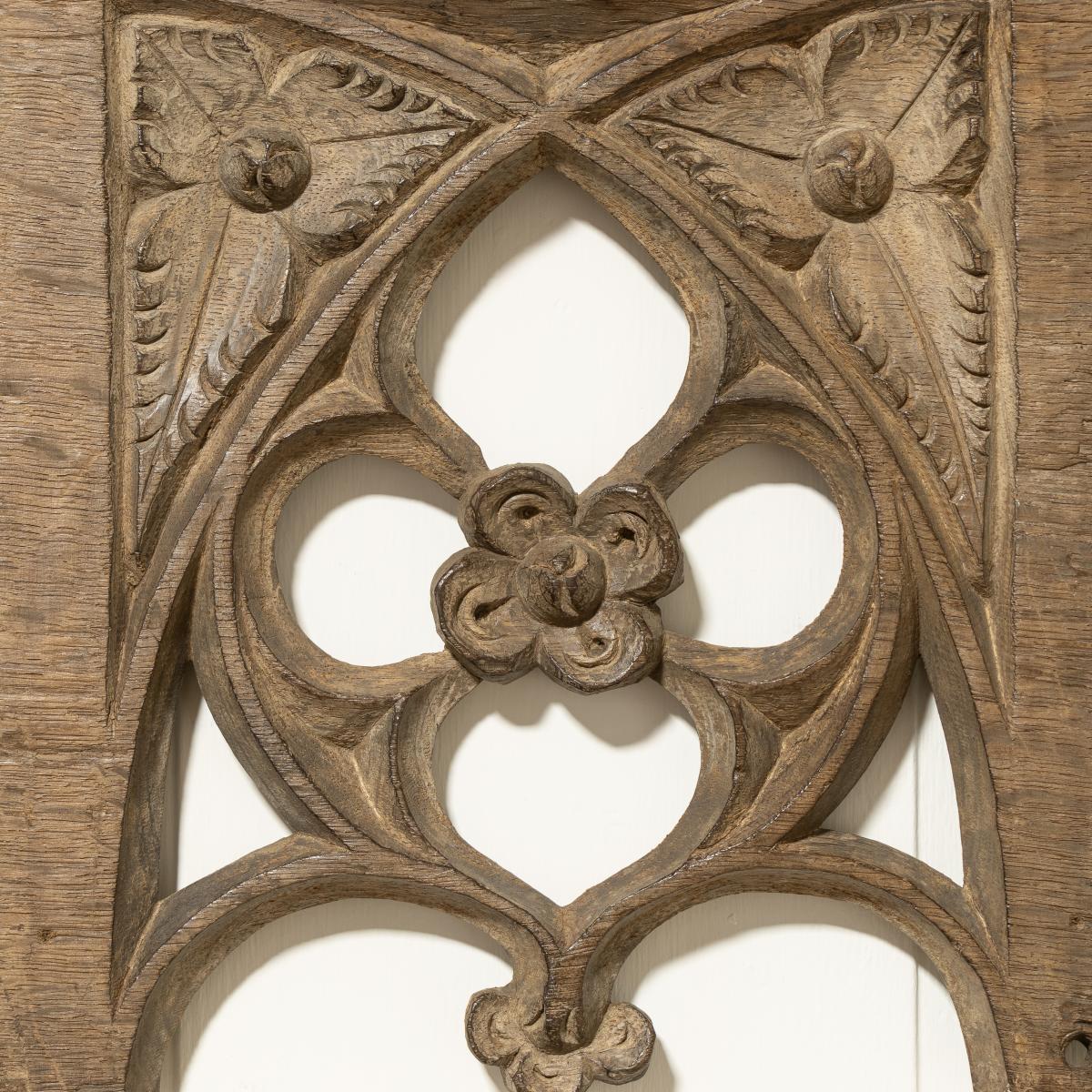A 15th century oak tracery head, West Country, possibly Somerset, circa 1480