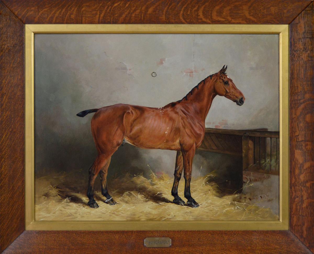 Horse portrait oil painting of a prize winning bay stallion by Henry Frederick Lucas Lucas