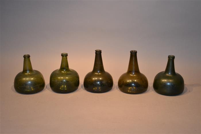 Collection of Five 18th Century Wine Bottles
