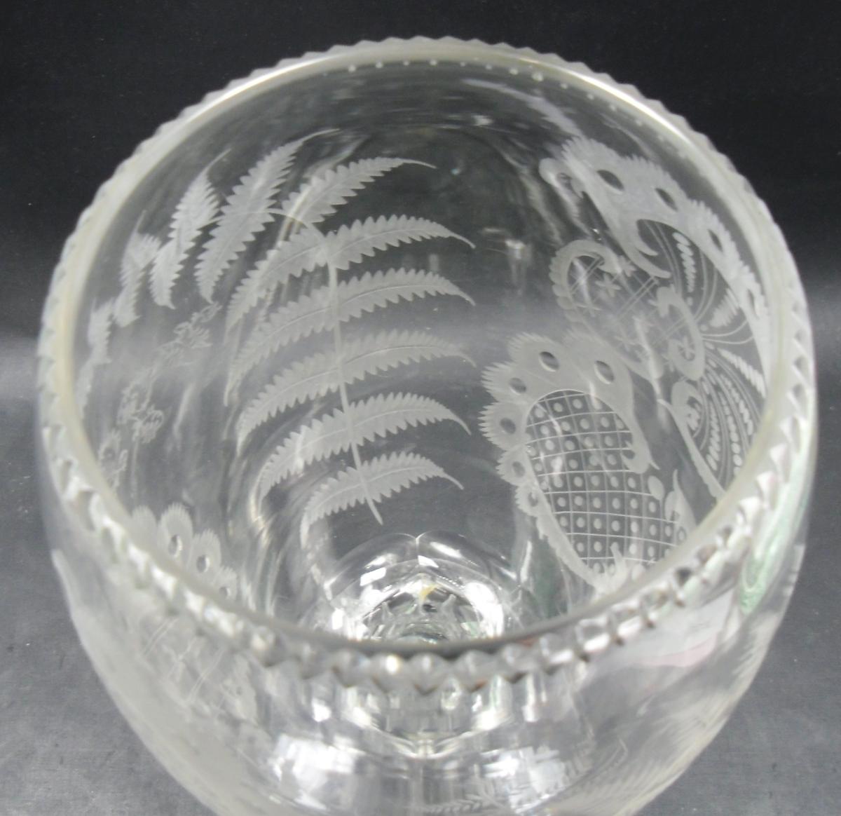 Crystal glass celery vase with engraved decoration English circa 1870