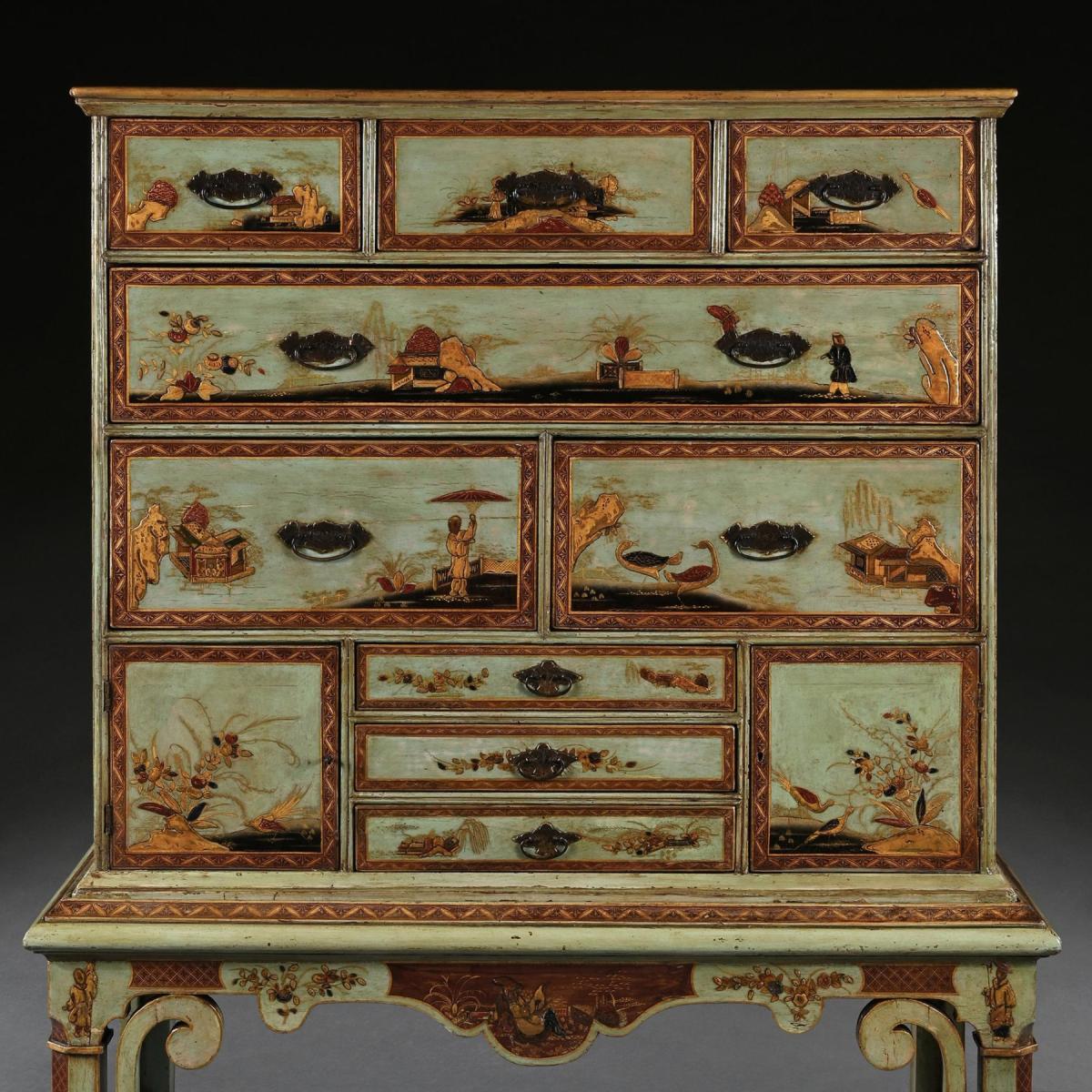 Exceptional 18th Century Japanned Chest on Stand
