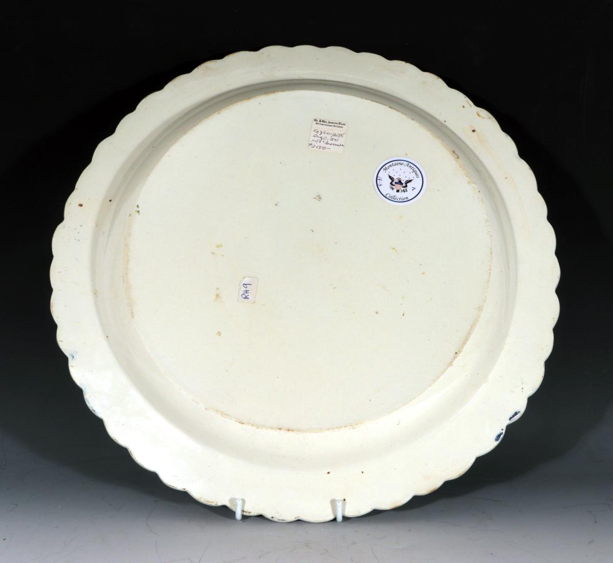 English Creamware Dish with Polychrome Botanical Decoration