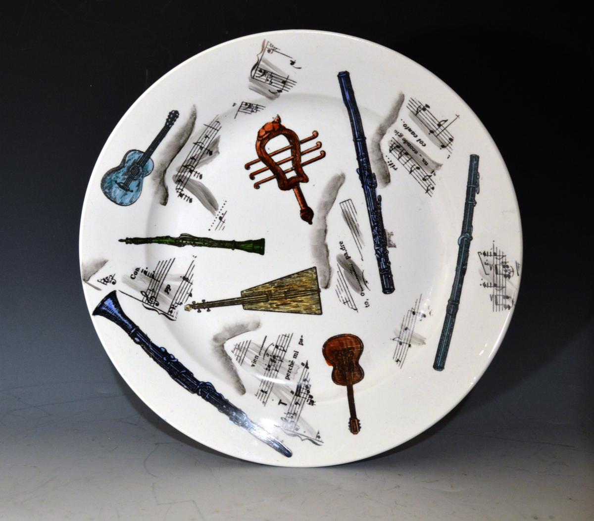 Early Piero Fornasetti Musical Pottery Plates, Set of Five, Circa 1953