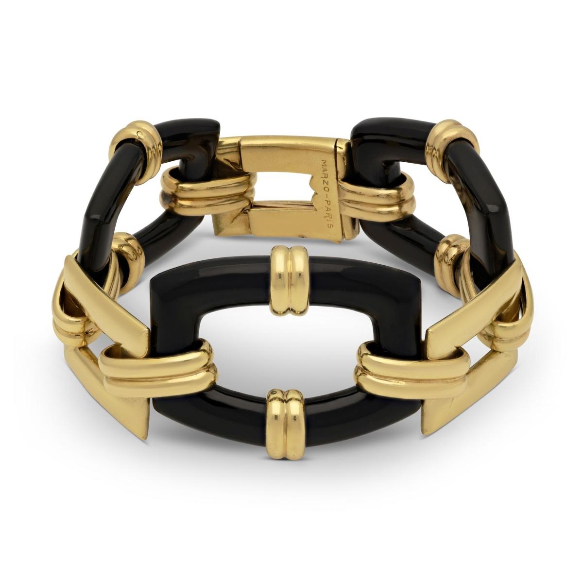 18ct Yellow gold And Onyx Bracelet By Georges Lenfant