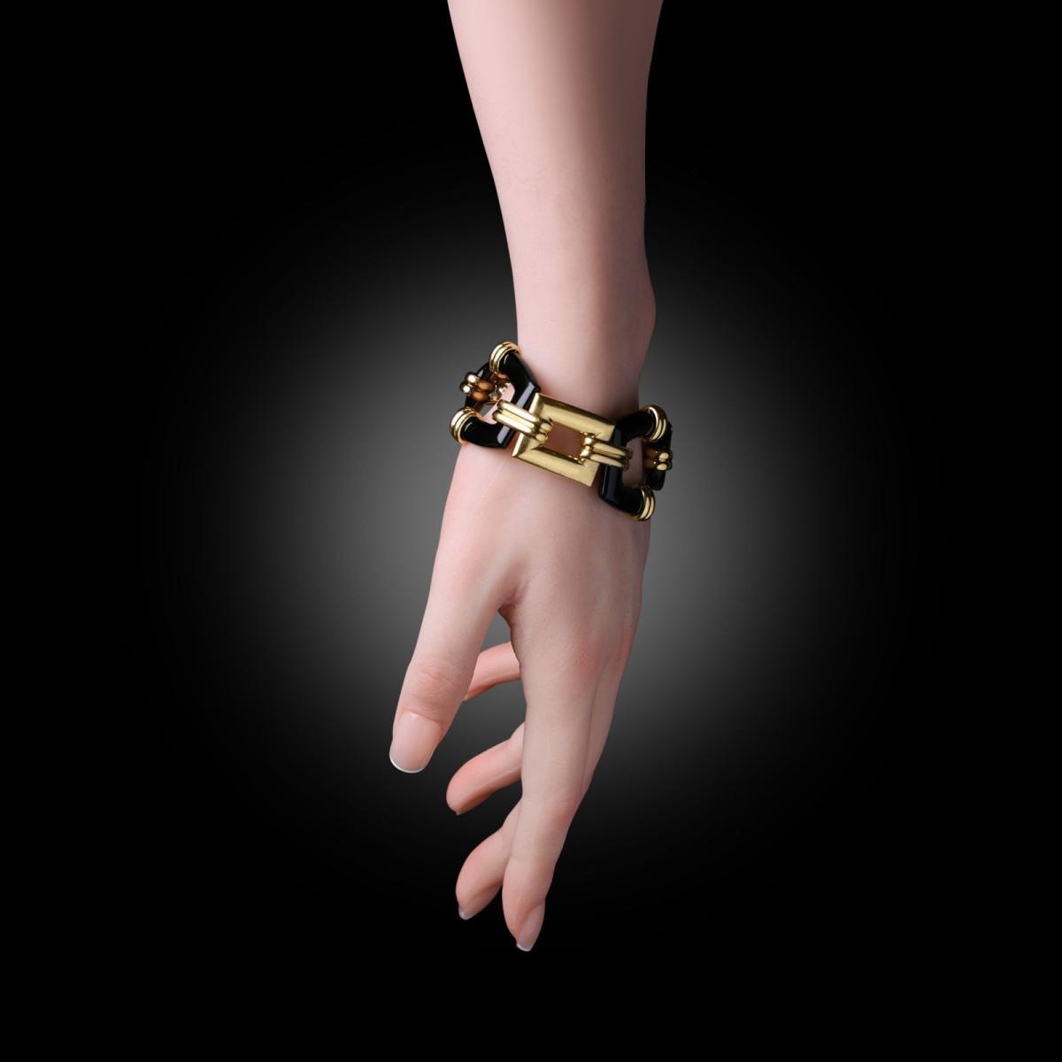18ct Yellow gold And Onyx Bracelet By Georges Lenfant