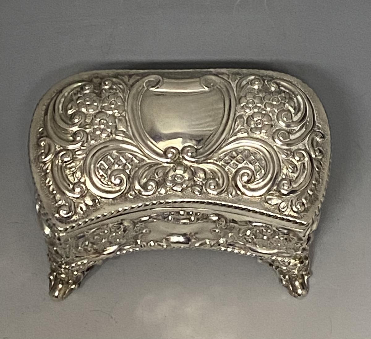 Edwardian silver jewellery box 1906 William Aitken Birmingham