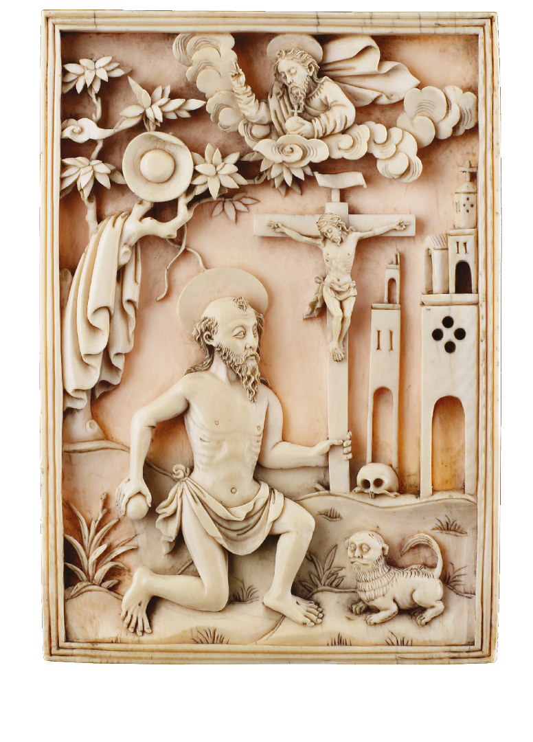 Portuguese Macao Carved Ivory Devotional Plaque