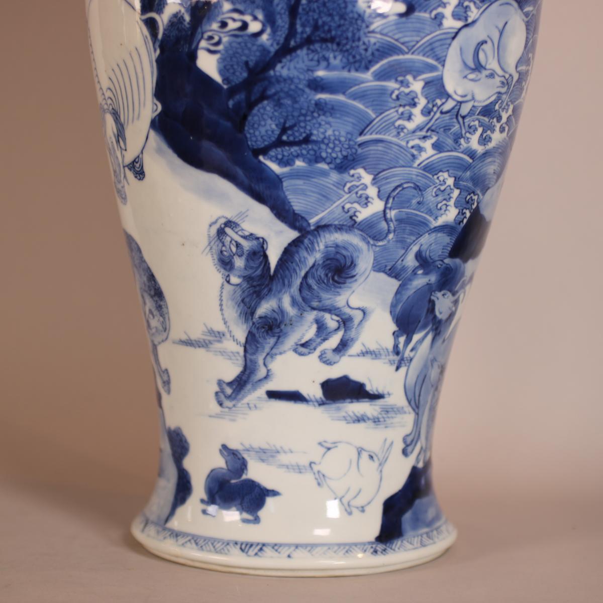 Detail of leopard, Kangxi blue and white vase