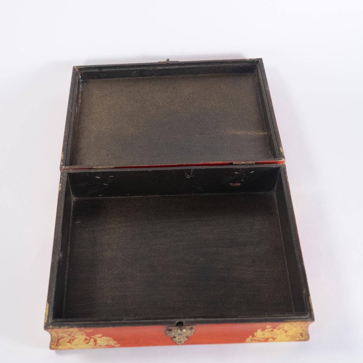 Early 18 century red lacquered bath box circa 1720 to 1750