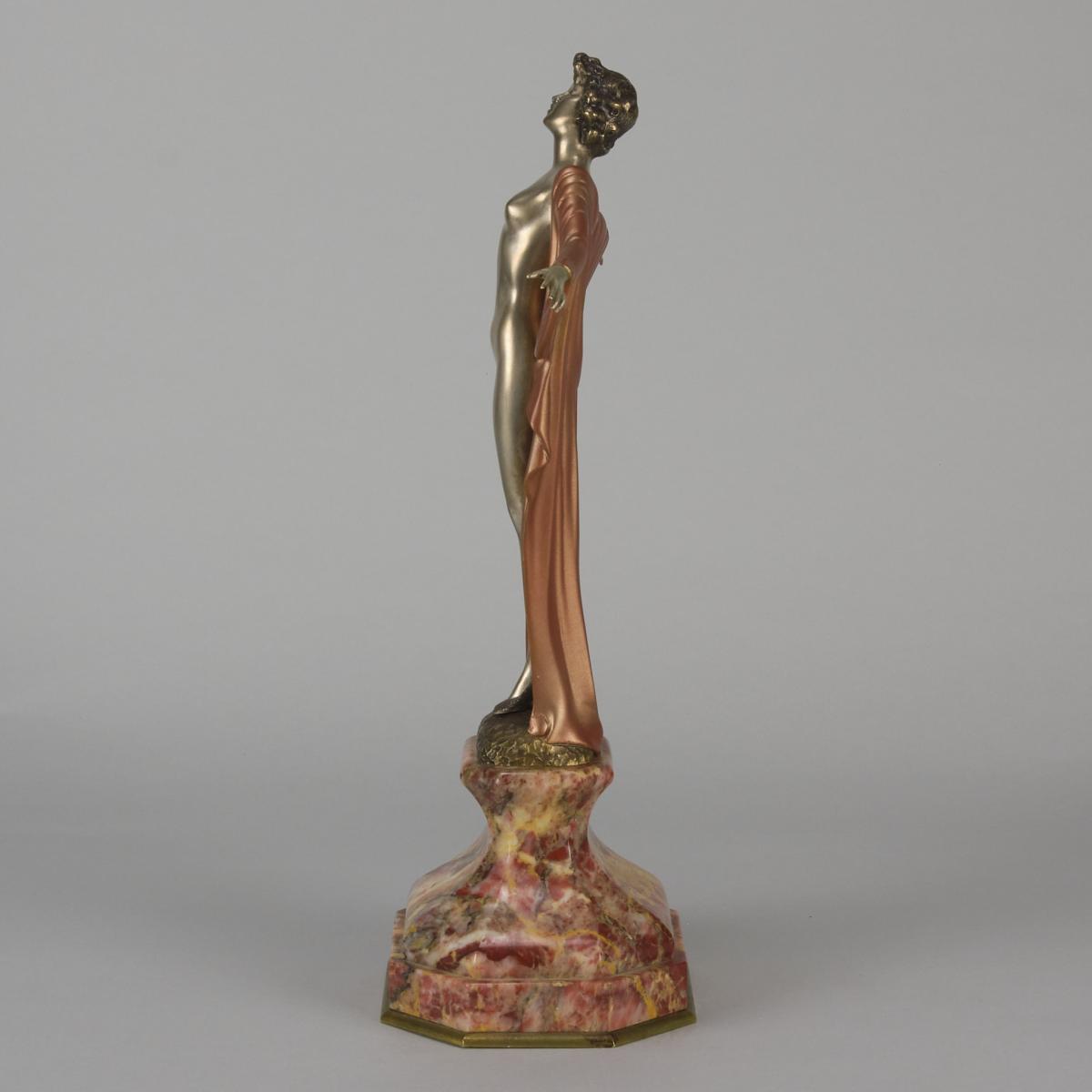 Art Deco Cold Painted Bronze Study Entitled "Spring Awakening" by Ferdinand Preiss