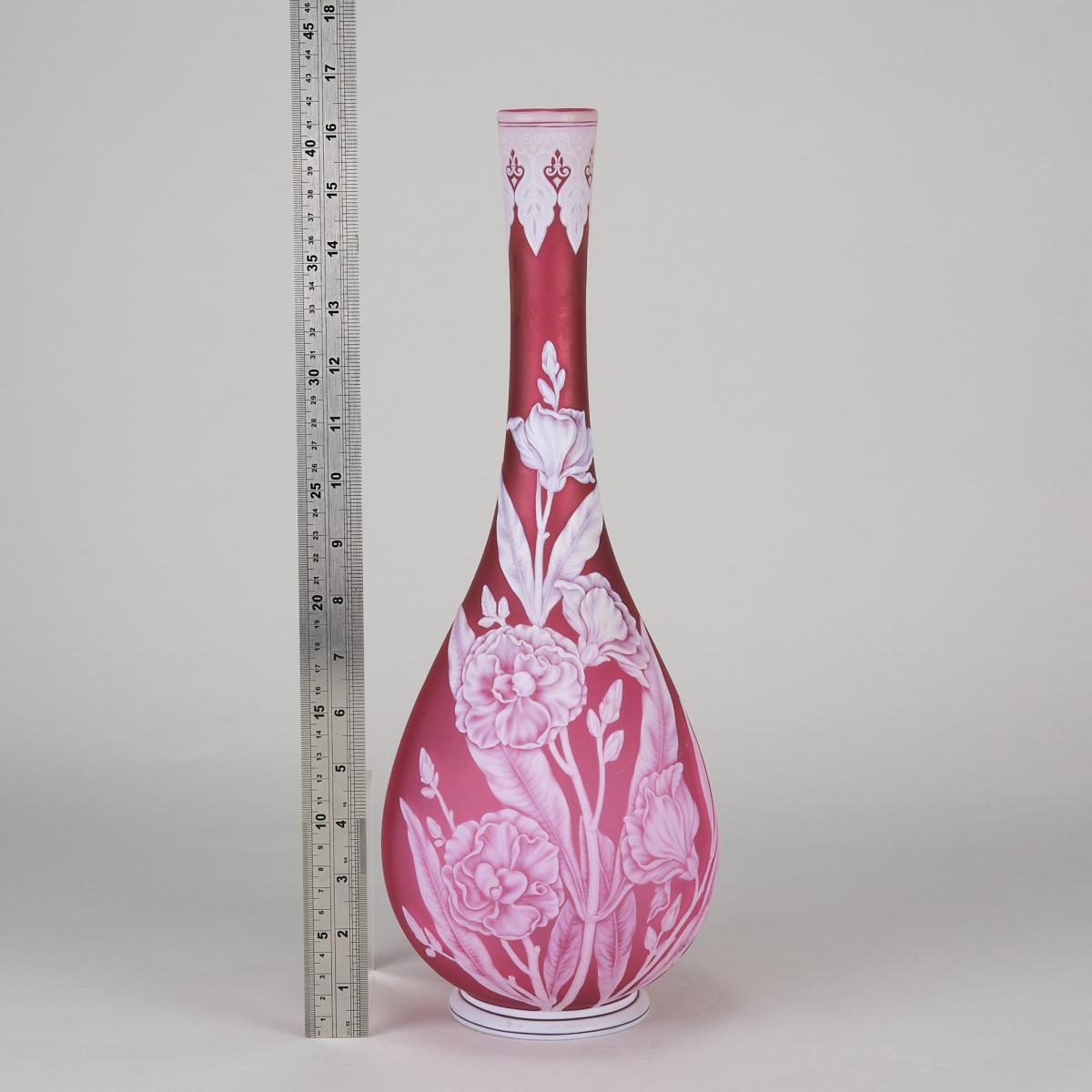 Beautiful Art Nouveau Cameo Glass Vase Entitled 'Oleander' by Thomas Webb