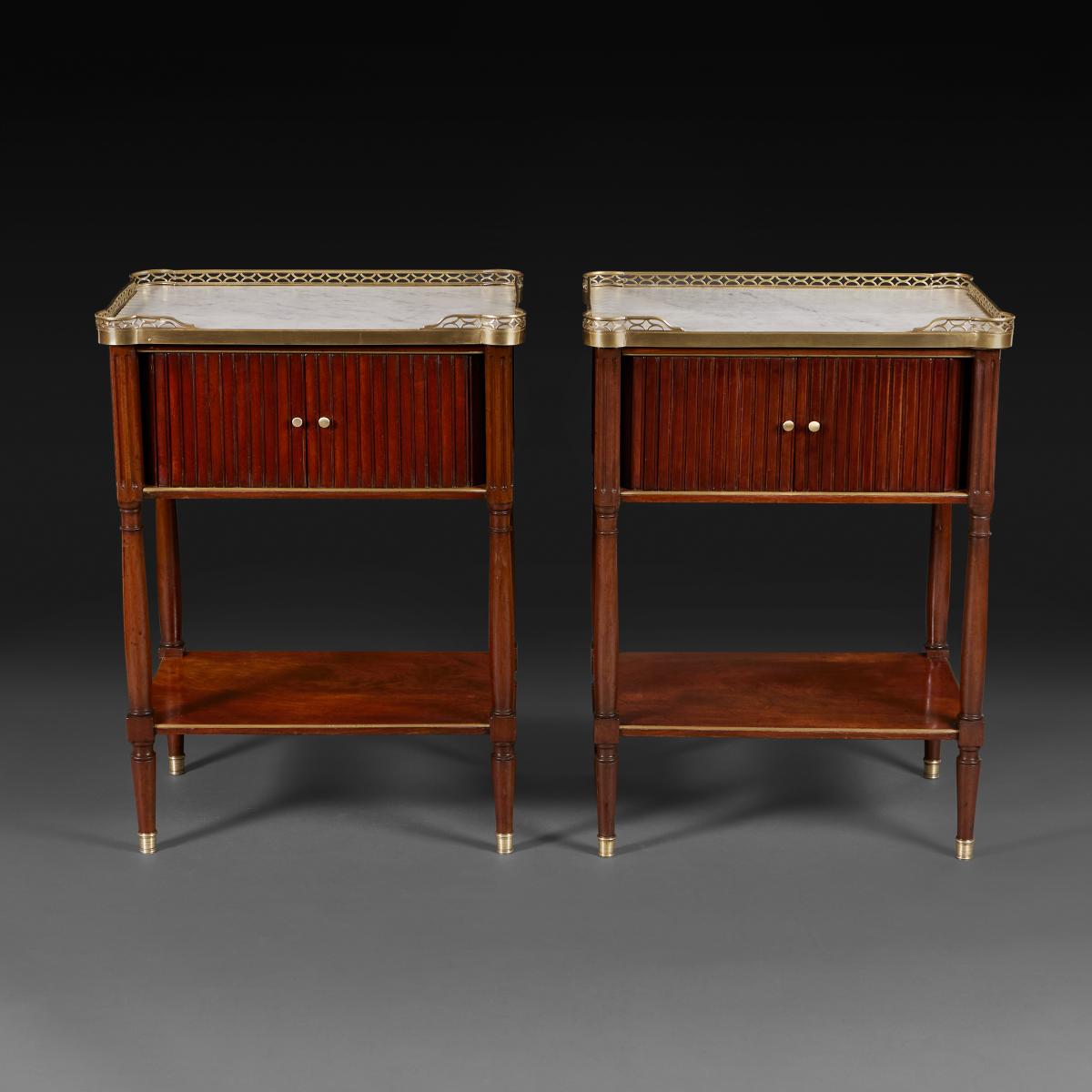 A Fine Pair of Tambour Front Bedside Tables