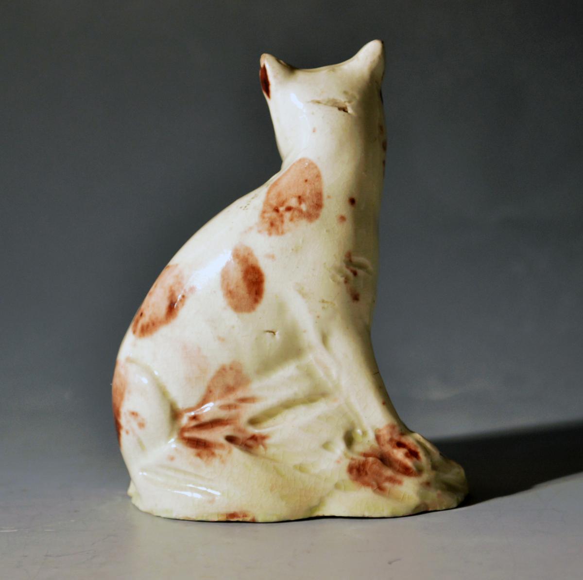 Creamware Pottery Cat, Late 18th Century