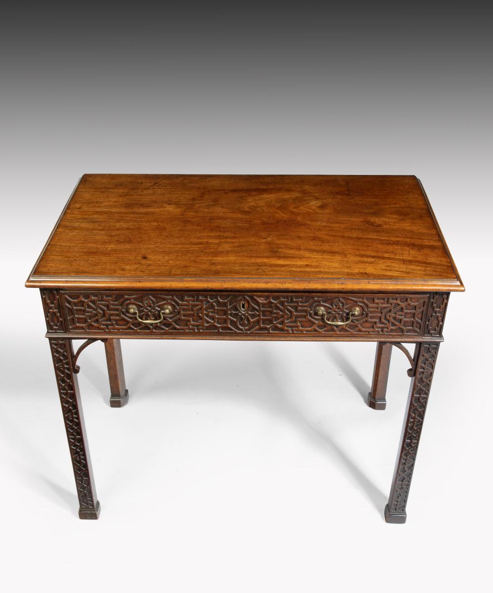 Georgian Chippendale period mahogany fretwork side table
